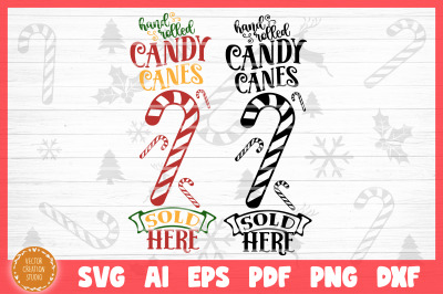 Hand Rolled Candy Canes Christmas Porch SVG Cut File