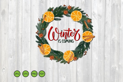 Winter PNG EPS. Winter is coming Wreath