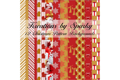 Red &amp; Gold Christmas Pattern Digital Background