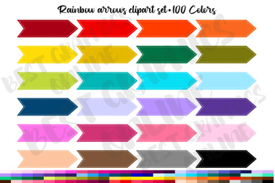 Rainbow stitched arrows clipart set&2C; Arrow planner stickers