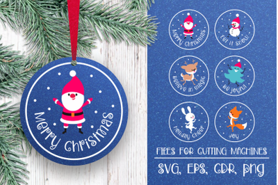 Christmas ornament SVG bundle - funny animals and Santa