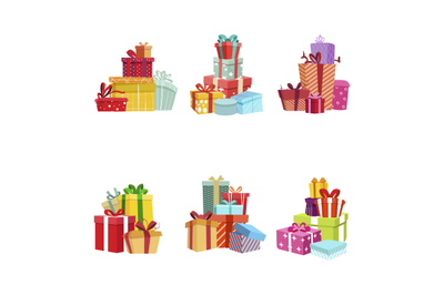 Gift box pile for present, party birthday and christmas surprise