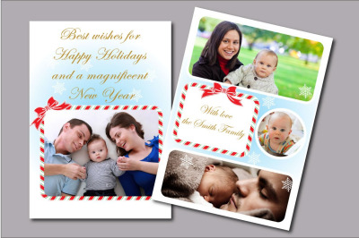 Christmas and New Year card template, PSD