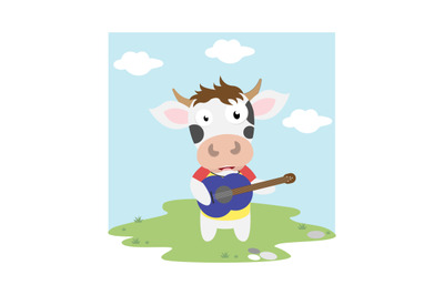 cow play guitar