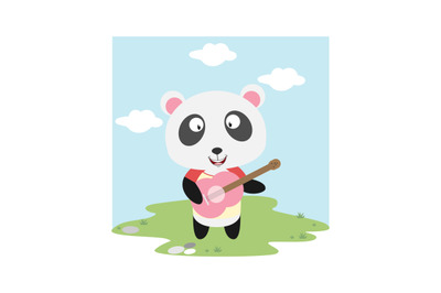 panda play guitar