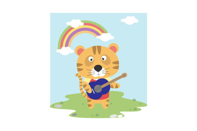 tiger play guitar