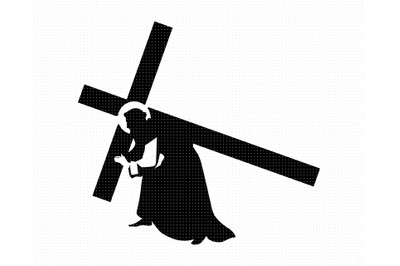 Jesus Christ carrying the Cross SVG, PNG, DXF, clipart, EPS, vector