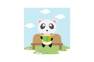 panda reading a book