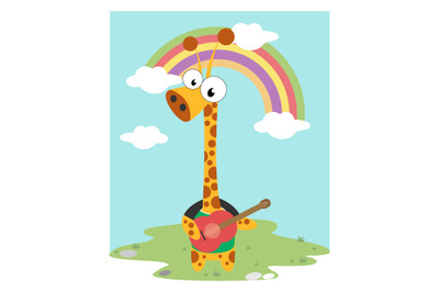 giraffe play guitar