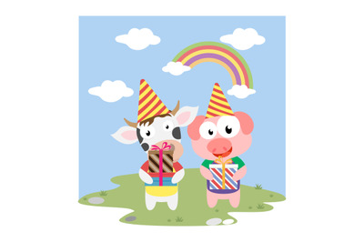 cow and pig birthday