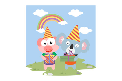 pig and koala birthday