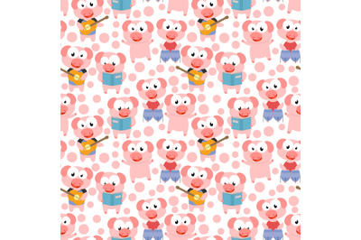 pattern of cute pig animal cartoon