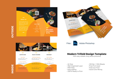 Culinary food business trifold photoshop template