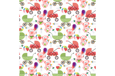 pattern of cute baby pig animal cartoon