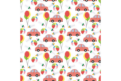 pattern design with car shape ornament