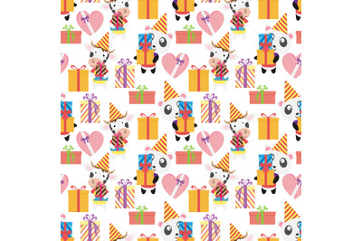 panda and cow birthday pattern