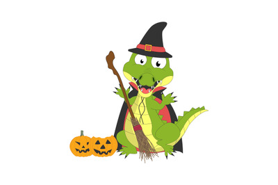 alligator with halloween costume