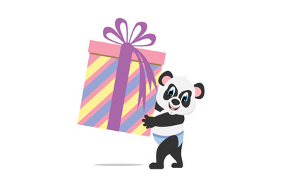 baby panda with gift