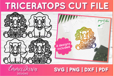 Triceratops SVG | Zentangle Dinosaur Cut File