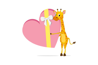 giraffe with love gift