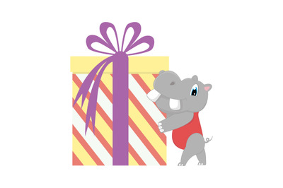 hippo with big gift