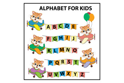 cat with alphabet letters