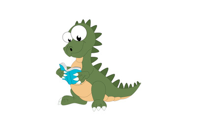 dinosaur reading a book