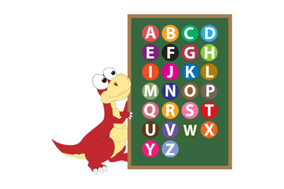 dinosaur with alphabet letters