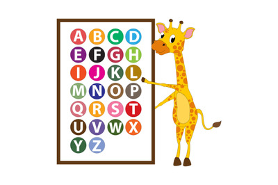 giraffe with alphabet letters