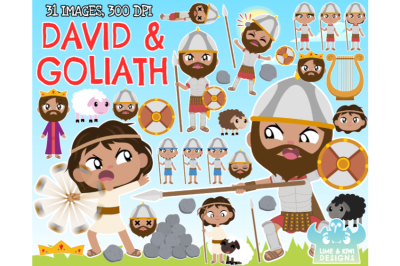 David &amp; Goliath Clipart - Lime and Kiwi Designs