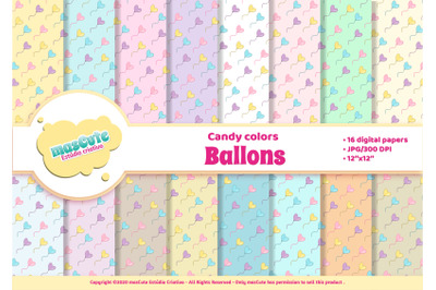 Digital Paper Pack - heart ballons