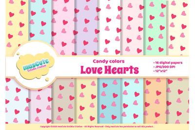 Digital Paper Pack - love hearts