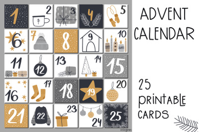 Christmas advent calendar - 25 hand drawn cards
