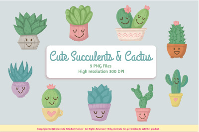 Cute Succulents and Cactus clip art