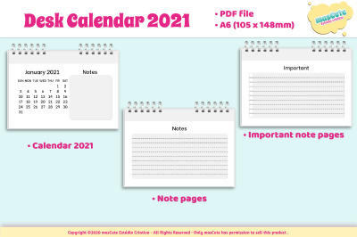Desk Calendar 2021 Template