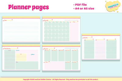 Planner template Printable Pages size A5 A4