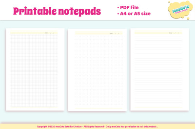 Printable Notepads pages Set