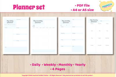 Weekly, Monthly, daily planner set