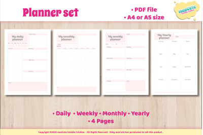 Weekly, Monthly, daily planner set