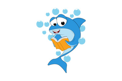 shark reading a book