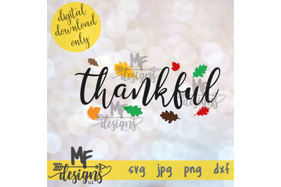 Thankful with Leaves SVG DXF JPEG PNG