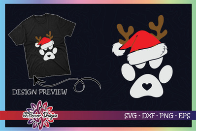 Paws Print Santa Hat Dog Paws Reindeer