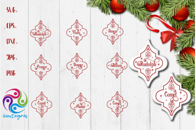 Reindeer Names Arabesque Tile Svg Bundle