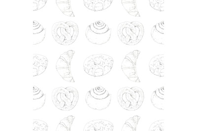 Graphic seamless pattern with bakery