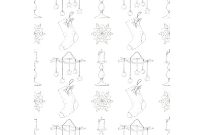 Graphic Christmas, New Year seamless pattern