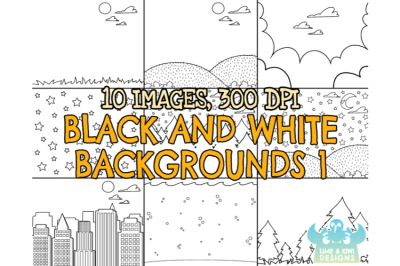 Black and White Scene Backgrounds 1 Clipart - Lime and Kiwi Designs