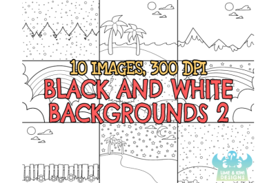 Black and White Scene Backgrounds 2 Clipart - Lime and Kiwi Designs