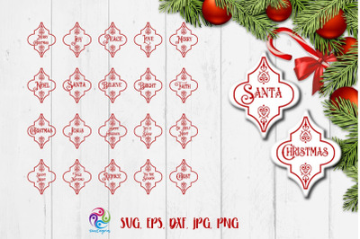 Christmas Arabesque Ornament Tile Bundle Svg