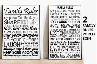 Family rules sign Quote SVG, Family wall Decor Cut file