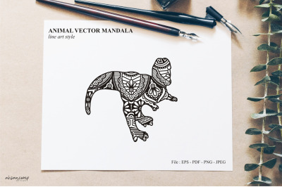 Dinos Mandala Vector Line Art Style